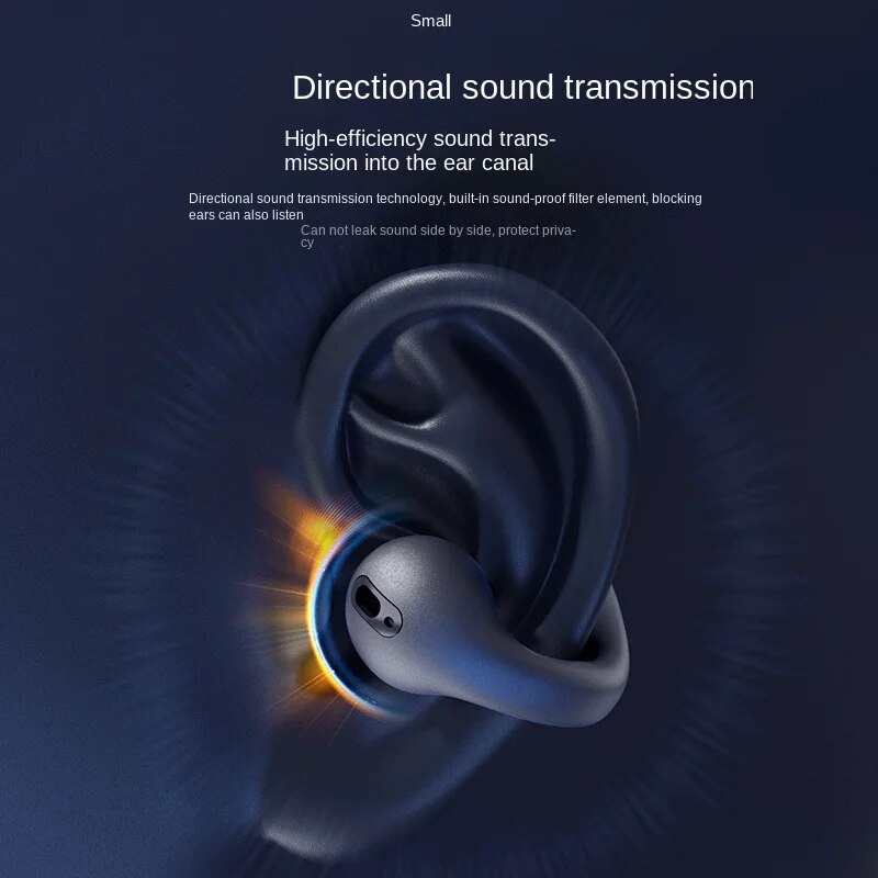 True Bone Conduction Bluetooth Earphones Ear Clip Earring Wireless Headphones with Mic Calling Touch Control Sports Headsets