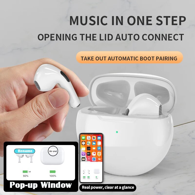 Original Pro6 tws Wireless bluetooth headset 5.0 Bluetooth Earphones Sport Earbuds Smart touch Music Headset For all smartphones